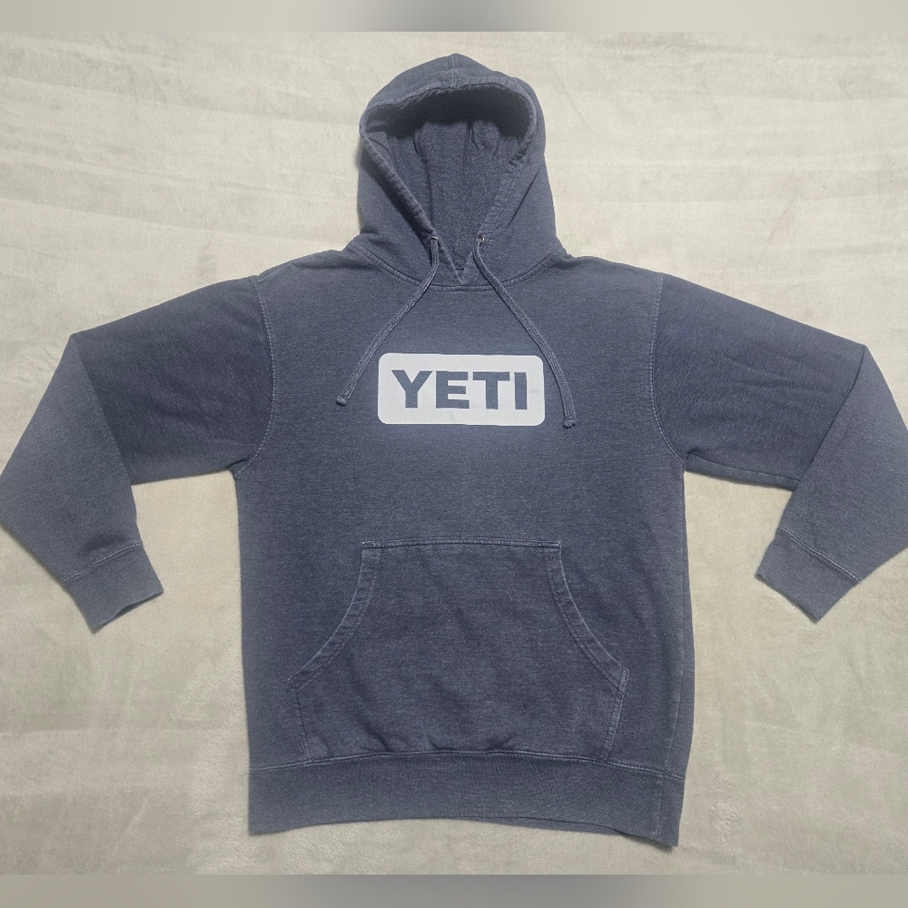 Yeti Logo Pullover Hoodie Blue-Gray Men's Sz M Yeti Coolers Camping Outdoors - Picture 2 of 7